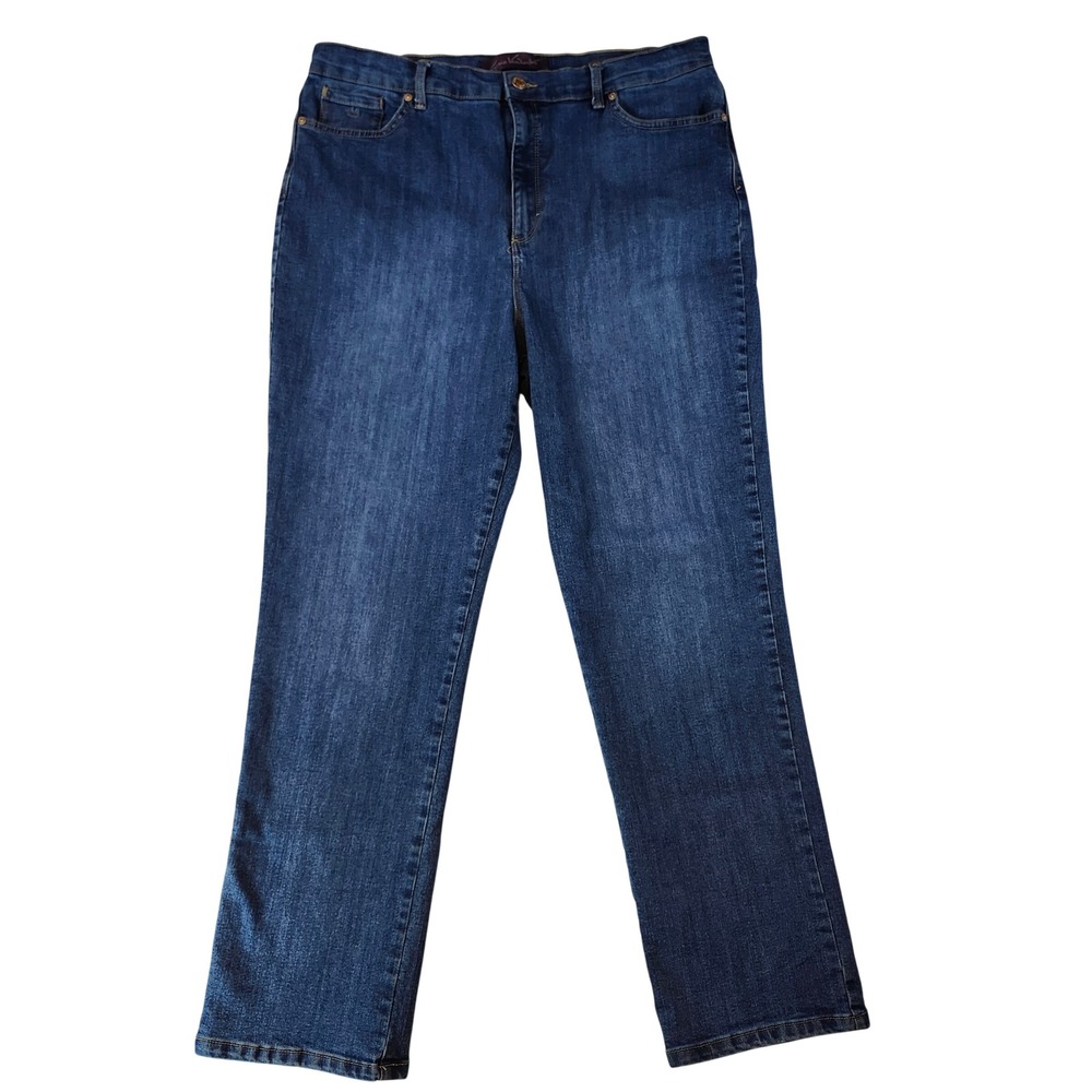 Gloria Vanderbilt Straight Leg Jeans Womens 16 Blue Excellent High Rise Stretch